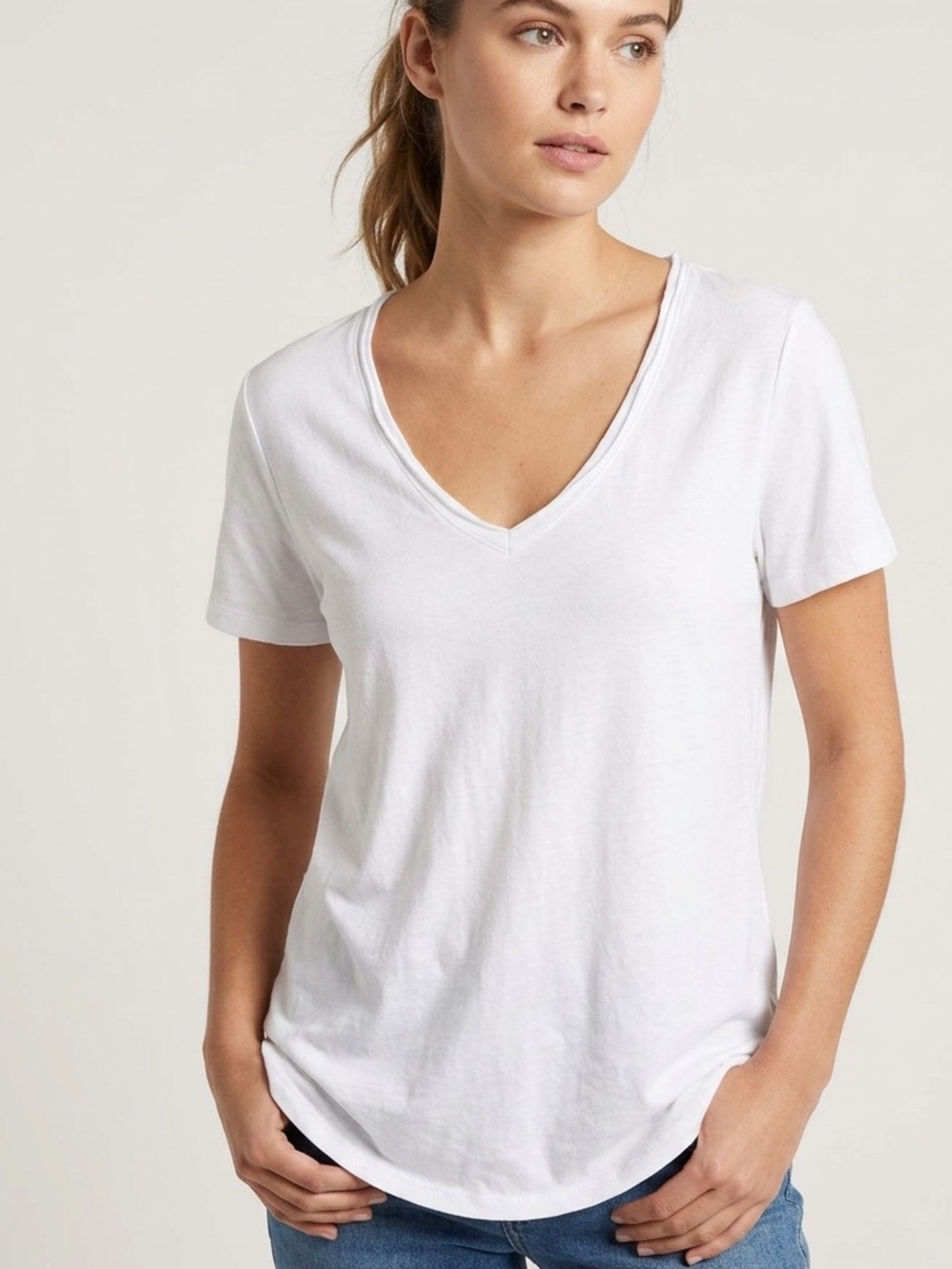 bp White Women's V-Neck Tee